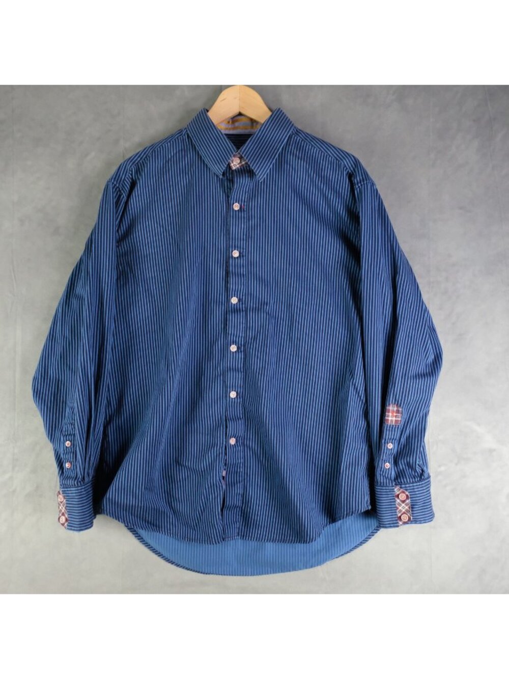 Robert Graham Shirt Mens Extra Large Blue Black Striped Button Up Long Sleeve X